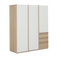 INDEX LIVING MALL ตู้เสื้อผ้า 3 บาน รุ่นซิโน่-M ขนาด 150 ซม. - สีเลอบาน่า โอ๊ค/ขาว