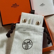 [全新] Hermès Mini Pop H 耳環 玫瑰金 x Rocabar 經典條紋