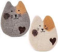 Handmade Felted Wool Cat Coasters for Desk and Table – Cute Kitten Cup Mat Cat Coaster Set for Hot and Cold Beverages – Cats Drink Coasters for Tabletop Protection Make a Great Gift – Set of 2