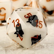 DNDND Kawaii Sharp Edge DND Dice Set - 7-Piece Cute Cat Sticker Polyhedral Dice for D&D 5E, Critical