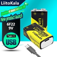 4-50pcs LiitoKala USB-9V 1100mAh  li-ion Rechargeable Battery Type-C USB 6F22 9V Battery for RC Heli