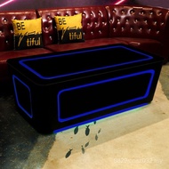Coffee Table Tempered Glass Bar Table Luminous Deck Box Clear Bar Table Stainless Steel Luminous KTV