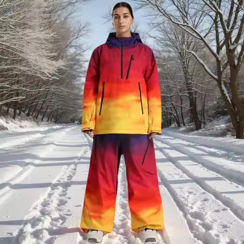 2026 New GSOU SNOW Women's Ski Jacket Pants Set Snowsuit Baggy Snowboarding Jacket Snow Pants Coat W