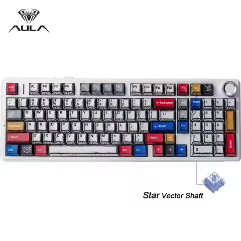 AULA F99 Pro Gaming Mechanical Keyboard PBT Comic Keycaps RGB Backlight Hot Plug Customized keyboard