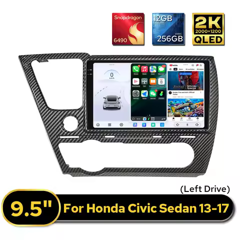 【Powerful 12GB RAM】9.5” 2K QLED Android Car Stereo CarPlay Head Unit for Honda Civic Sedan 2013-2017