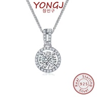 YONGJ Luxury Zircon Necklace 3 Karat Round Diamond PT950 For Women
