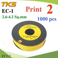 Cable Marker EC1 Yellow Wire 2.6-4.2 Sq.mm. 1000 Pieces (Number 2)