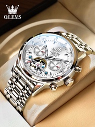นาฬิกาข้อมือชาย Olevs แบบมีสายนาฬิกาข้อมือแบบมีเลื่อมอัตโนมัติ แฟชั่น วันที่ นาฬิกาข้อมือแบรนด์ กลไก