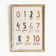 Toddler Education Poster - Boho ABC 123 Preschooler Wall Art - Boho 10, A4 (21X29.7 cm)