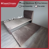 Moss Pull Out Bed N2 | Bedframe + Mattress | Bedset Package | Single / Super Single + Single