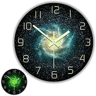 The Geeky Days Glow in The Dark Wall Clock, Galaxy Outer Space 12inch Luminous Silent Clock, Battery
