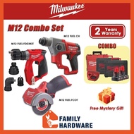 MILWAUKEE M12FCOT Cut Off Tool M12FDDXKIT Installation Drill Driver M12CH SDS-Plus Hammer (2 Mode) COMBO SET
