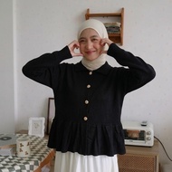 Lavina Blouse - Outer Knit TrendyWanita with V-Neck Collar and Premium Gold Buttons - Korean style P