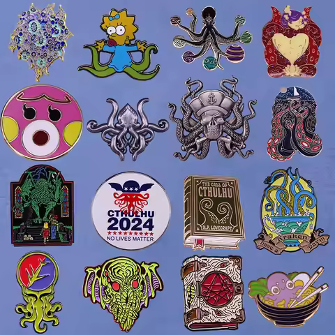 Norse Mythology Giant Squid Octopus Great Cthulhu Lapel Pins Backpack Jeans Enamel Brooch Badge Wome
