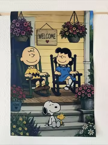 Garden Flag 12x18 Snoopy Welcome Lucy Sided Handmade Woodstock Charlie TTN