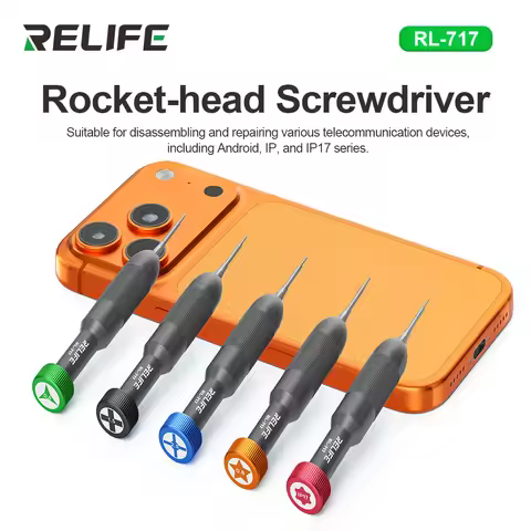 RELIFE RL-717 5PCS Rocket Head Screwdriver Set S2 Steel Magnetic Tip for iPhone 17 ProMax Android Di