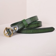 Women's Belt Genuine Leather Women's Cowhide Pants Belt Retro Fashion Casual Jeans Student All-Match