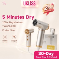 Ukliss Mini Hair Dryer High Speed Negative Ion Anti-Frizz Portable For Travel