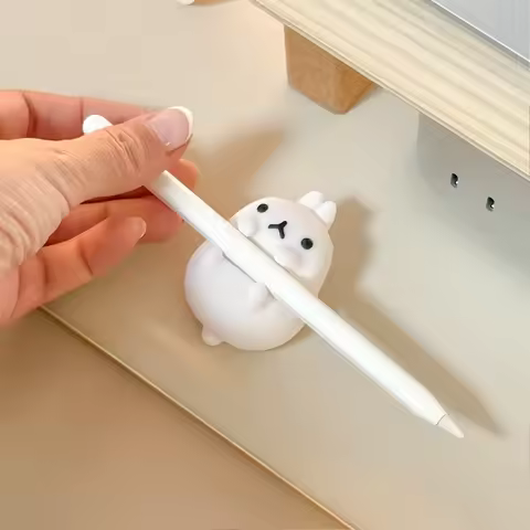 Kawaii Chubby Rabbit Pen Holder 3D Printed Cute Bunny Stylus Stand Desktop Apple Pencil Rest Aesthet