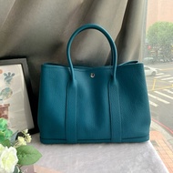 Hermes Garden Party 36cm 銀釦牛皮手提包(鈷藍色)