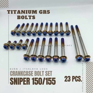 TITANIUM GR5 BOLTS, CRANKCASE BOLT SET FOR YAMAHA SNIPER 150/155