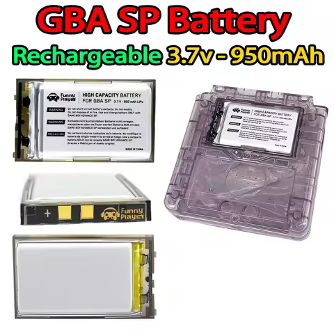 FunnyPlaying 3.7V 950mAh Rechargeable Li-ion Battery Pack For Nintendo GBA SP Gameboy Advance SP Rep