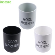 INSTORE Good Morning Cup for Beverages Heat-resistant Plastic Toothbrush Holder Storage Organizer Cu