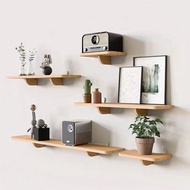 Solid Wood Wall Shelf Punch-Free Flat Partition Living Room Wall Hanging Wall Shelf TV Wall Decorative Shelf