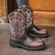 Women's Retro Two-Color Cowgirl Martin Boots