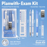 Exam Stationery Set 6PCS | Mechanical Pencil | Black Gel Pen | OMR Answer Sheet Ruler | Eraser | Stu