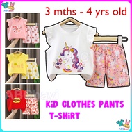 3M-4Years Kids Girls Short Sleeve Tshirt and Shorts Set Baju Budak Perempuan Cute Cartoon Girl Cloth