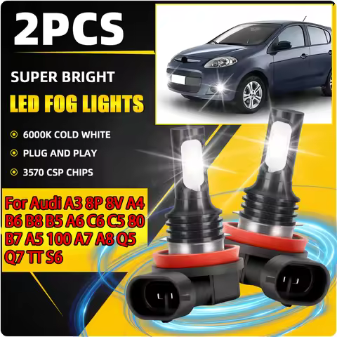 Fog Lamps 90W H11 Fog Lights 20000LM Canbus No Error 6000K For Audi A3 8P 8V A4 B6 B8 B5 A6 C6 C5 80