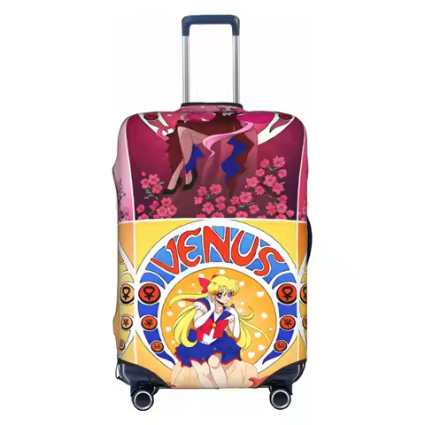 Custom Sailor Moon Black Lady Venus Travel Luggage Cover Dust Proof Serenity Chibi Moon Suitcase Cov