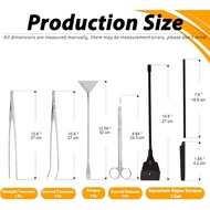 13Pcs Aquarium Aquascape Tools Kit Stainless Steel Aquarium Plant Tools Aquarium Tweezers Scissors S