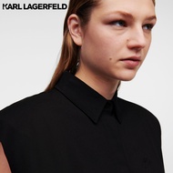 KARL LAGERFELD - CROPPED SLEEVELESS SHIRT WITH SHOULDER PADS 231W1710 เสื้อเชิ้ต
