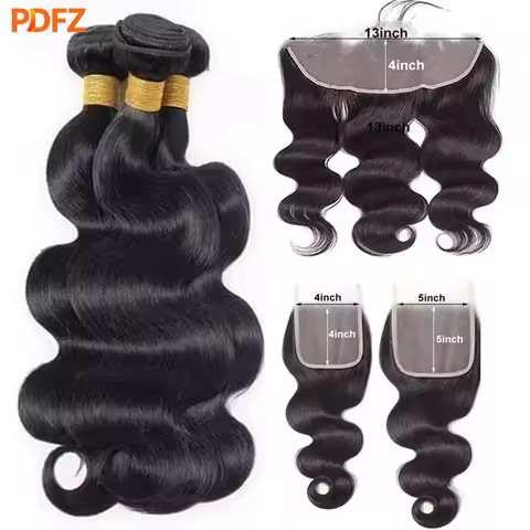 100% Human Hair Bundles With 13x4 Frontal 18A Raw Super Double Drawn Body Wave Hair Bundles With 2x6
