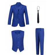 Tween Boy Suits 4-Pieces Suit Set Tuxedos Dresswear Ring Bearer Outfit Wedding Blazer Vest Pants Tie