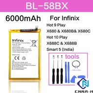 Infinix Hot 9 paly 10 paly 11 paly Hot 10S 10T X680 X680B X680C X688C Battery BL-58BX Battery BL58BX