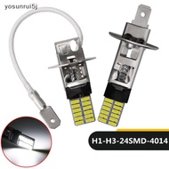 yosunrui5j] 2PCS H3 H1 LED Bulbs for Fog Lights 24 SMD White 12V LED Fog Light Running  Lamp NEW