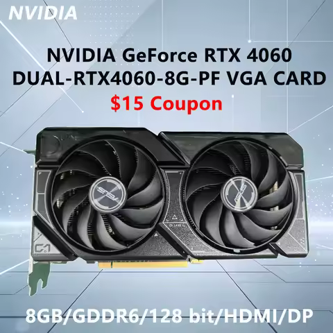 ASUS NVIDIA RTX 4060 8GB GDDR6 128-bit graphics card DUAL RTX4060 8G PF VGA CARD GPU PCI-E 4.0 HDMI 