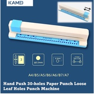 BYL [KAMEI] 30holes Hand Push Paper Punch, Puncher Machine for paper A4/A5/A6/A7/B5/B6/B7
