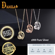 🇲🇾 Damila S999 silver Love520 necklace female 999纯银镂空爱心项链女