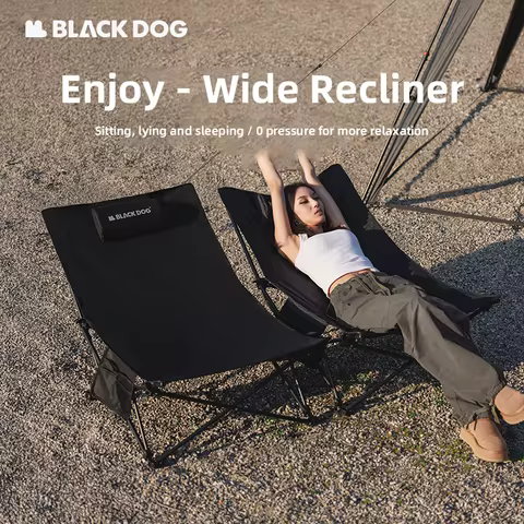 Blackdog Outdoor Folding Recliner Fishing Chair With Cotton Pillow Nap Chair Home Leisure Lazy Chair
