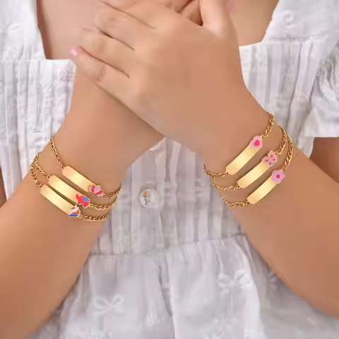 Engrave Custom Name ID Bracelet for Children, Hypoallergenic Stainless Steel Personalized Bracelet f