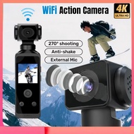 KITBEEZ🔥 4K HD Pocket Action Camera 270° Rotatable WiFi Min Sports Camera with Waterproof Case Vlogg