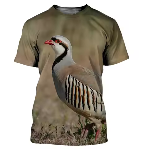 2024 Summer Hunting Animal Quail 3D Printed Men's T-shirt Large Size Relaxed Comfortable Breathable 