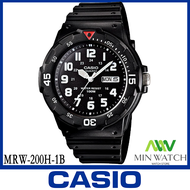 นาฬิกา รุ่น MRW-200H Casio นาฬิกาข้อมือ ผู้ชาย สายเรซินสีดำ รุ่น MRW-200H-1B ( Black )MRW-200Hของแท้