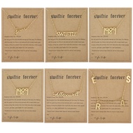 Amazon Hot Sale Stainless Steel Retro English Letter Necklace 1989 Number Card Ladies Necklace Clavi