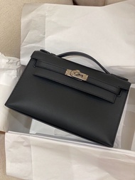 Hermes Kelly Pochette Black Swift PHW K