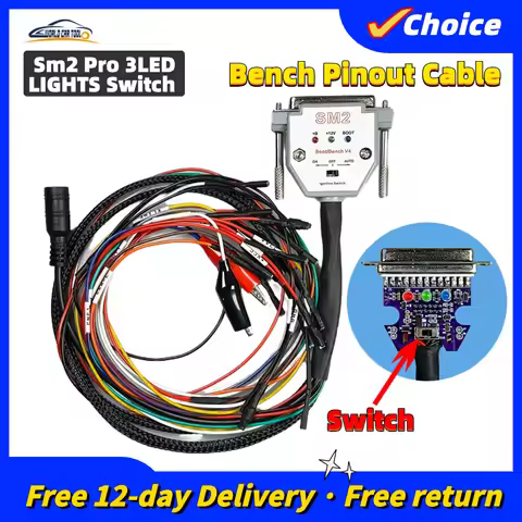 SM2 PRO 3LED LIGHTS Switch Cable for SM2 PRO J2534 Boot Bench DB25 Pinout Read and Write ECU BATT VC